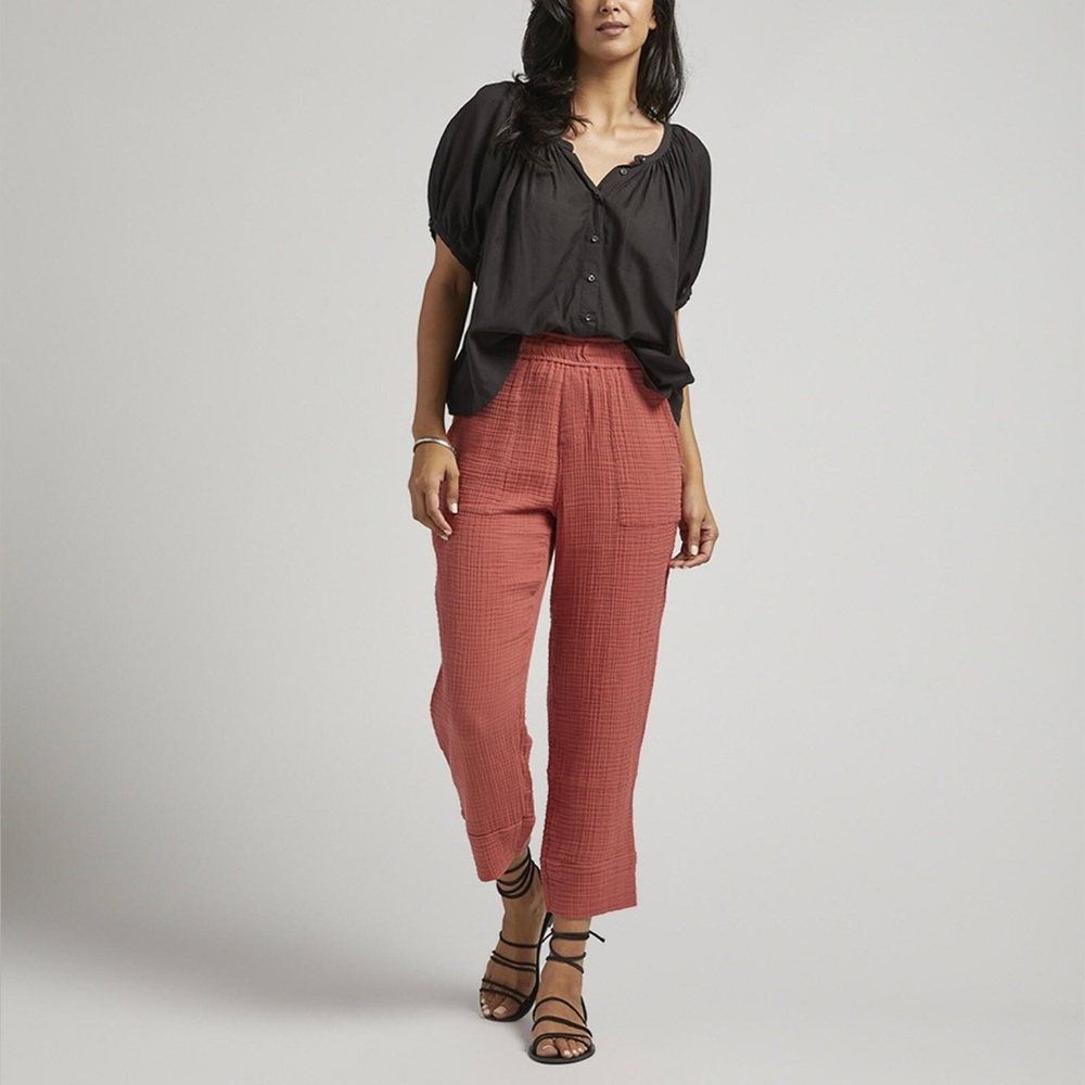 NWT JAG High Rise Slim Tapered Leg Pull-On Pants 25" Inseam Size L 100% Cotton